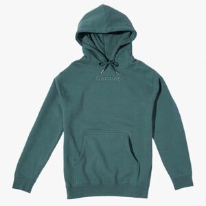 Glossier Embroidered Teal Hoodie